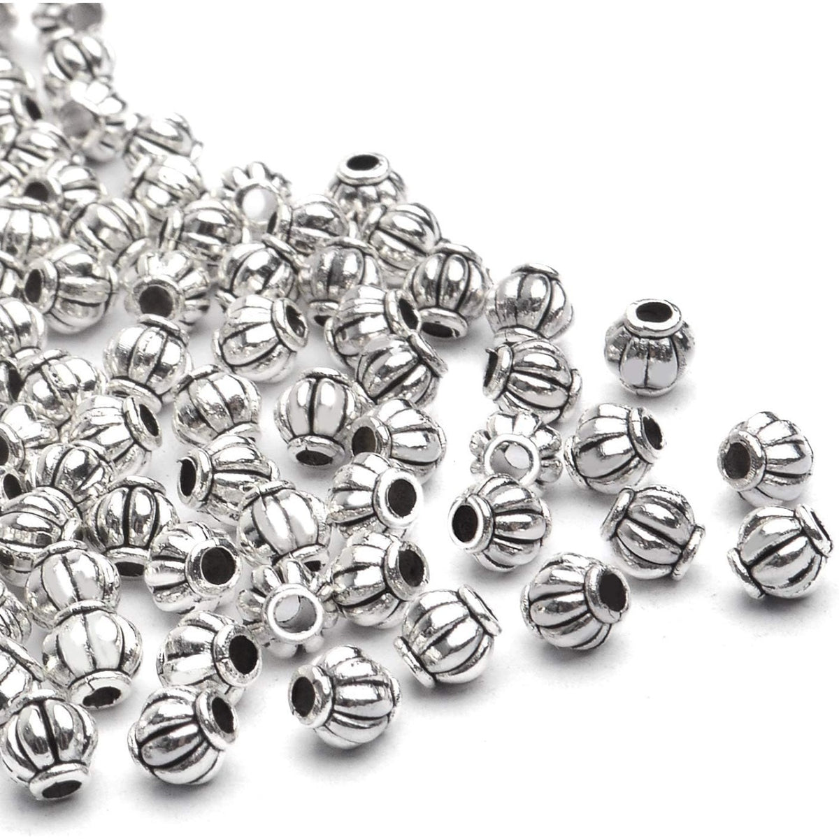 Tibetan Spacer Beads, 200 Pcs Antique Silver, Alloy, Round, Craft Beads, Hole: 1.5 mm