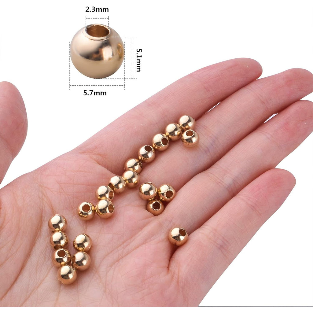 Brass Spacers Beads,100pcs Gold Round Spacer Beads Rondelle Beads Smooth Spacer Beads Loose Beads Spacer Charm Beads for DIY Bracelet Necklace Jewelry Crafts Making Accessory