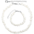 White Puka Shell Necklace Hawaiian Seashell Beach Surfer Choker Adjustable Handmade Beaded Summer Pooka Shells Clam Chips Necklace Bracelet Jewelry Set for Adult Teens Men Women