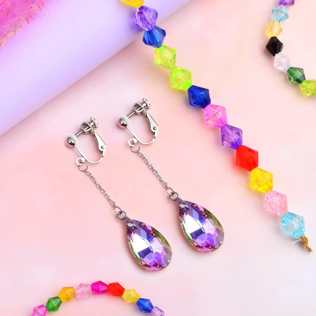 10pcs Hypoallergenic Stainless Steel Earring Hooks Screw Earring Clip Converters with Beaded Chains Pinch Clasps and 20pcs Clear Earring Backs for DIY Jewelry Making Findings