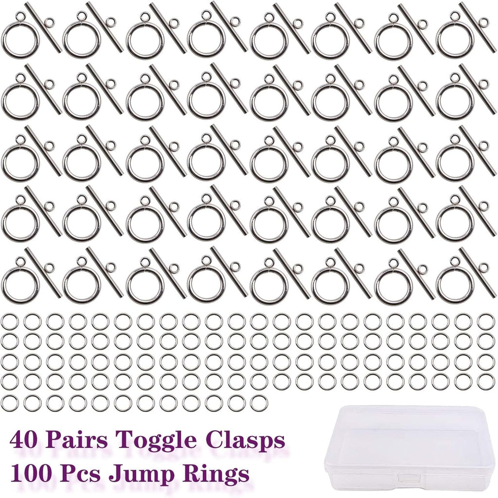 20 Sets Butterfly Bracelet Toggle Clasps T-Bar End Tibetan Closure Filled Fastener Hook Toggle Connectors for DIY Necklace Jewelry Craft Making, 2 Colors