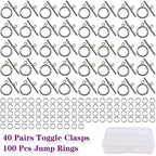 20 Sets Butterfly Bracelet Toggle Clasps T-Bar End Tibetan Closure Filled Fastener Hook Toggle Connectors for DIY Necklace Jewelry Craft Making, 2 Colors