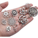 Antique Silver Flower Jewelry Connectors - Tibetan Filigree Charms for Earrings, Bracelets & Necklaces