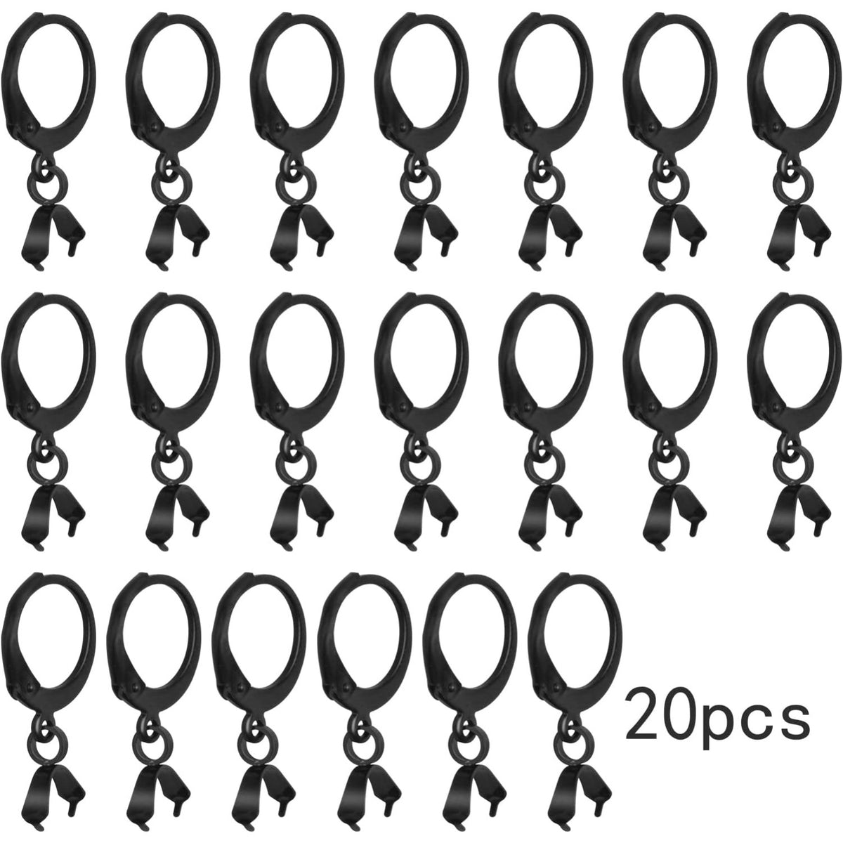 20pcs Stainless Steel Round Earring Hooks Hypoallergenic Leverback Ear Wires Hooks with Pinch Bail Clasps Earring Components for DIY Dangle Jewelry Making Supplies, Black