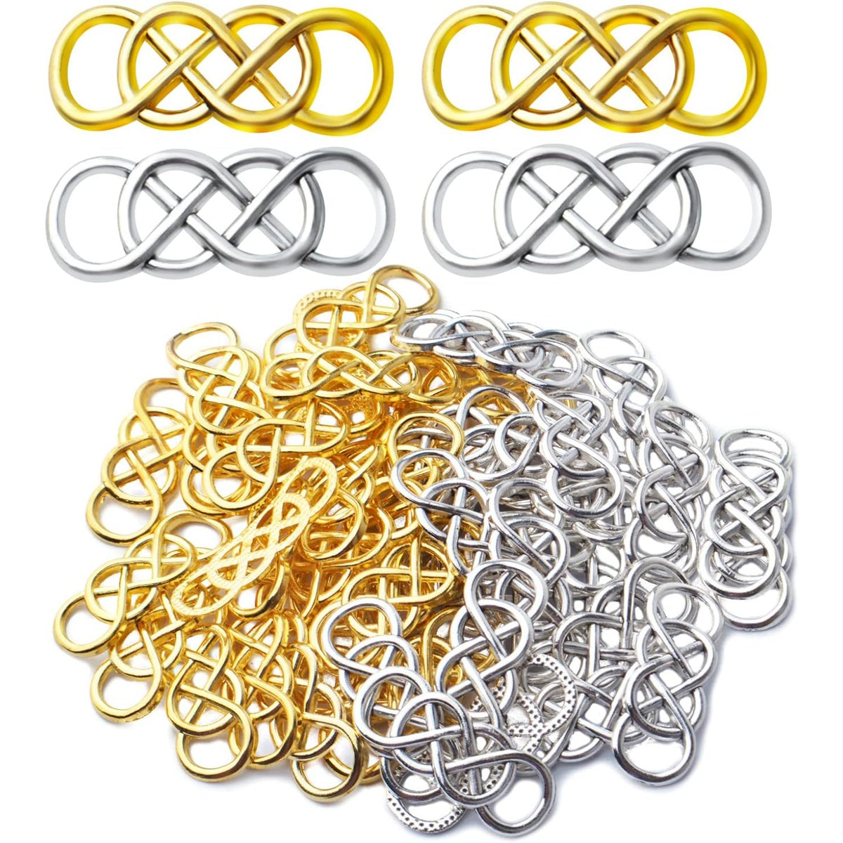 50pcs Double Infinity Symbol Connector Charms Alloy Pendant Charm Connectors for DIY Bracelet Necklace Jewelry Making,32.8mm×12.5mm
