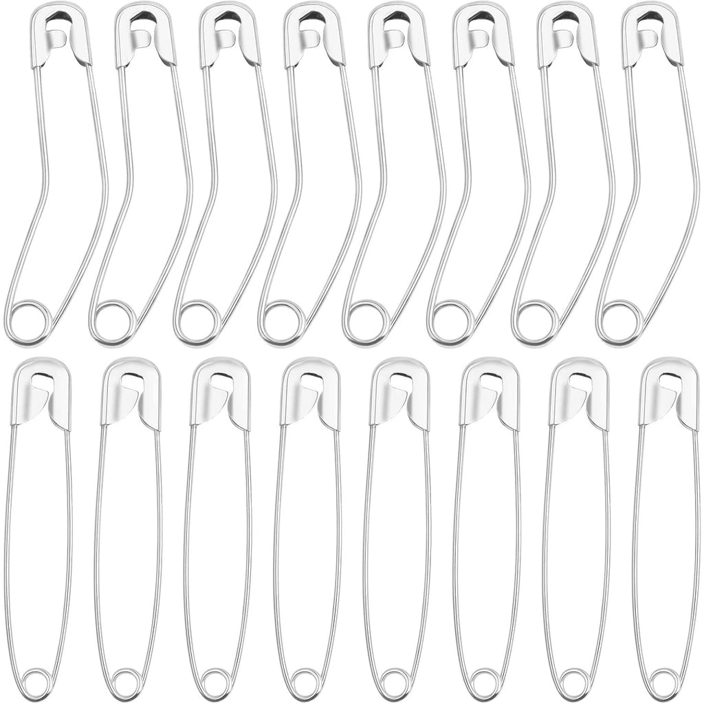 120pcs Silver Curved Safety Pins Metal Straight Safety Pins Rust-Resistant Quilting Basting Pins Bulk for Clothes Sewing Handicrafts Home Office Uses, 2 Styles