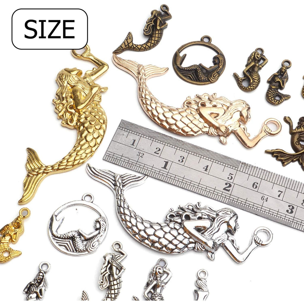 100g Mixed Mermaid Charms Alloy Charms Tibetan Pendant for DIY Bracelet Necklace Jewelry Making Findings Craft Supplies