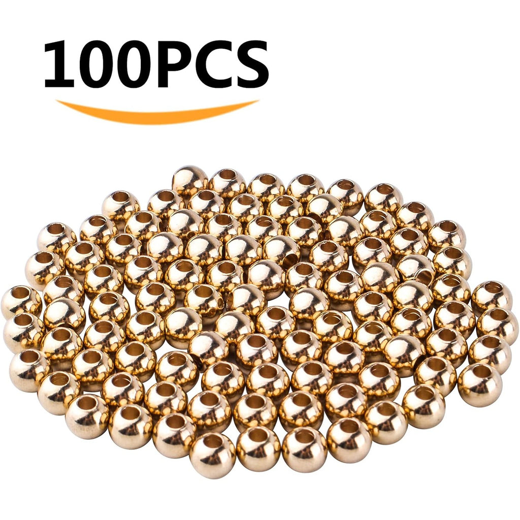 Brass Spacers Beads,100pcs Gold Round Spacer Beads Rondelle Beads Smooth Spacer Beads Loose Beads Spacer Charm Beads for DIY Bracelet Necklace Jewelry Crafts Making Accessory