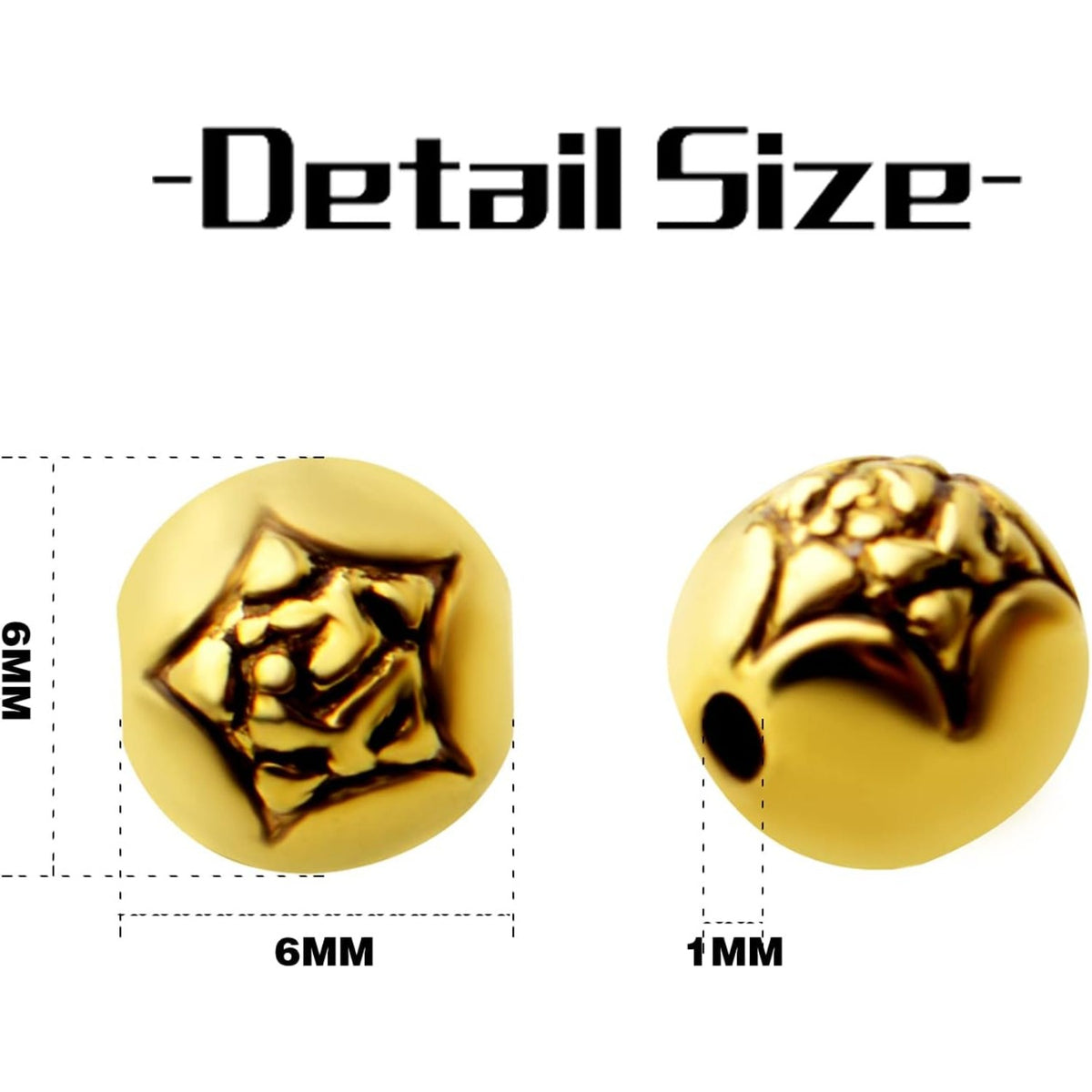 100pcs Antique Gold Round Ball Spacer Beads Alloy Tibetan Spacers Loose Beads Jewelry Round Beads for DIY Necklace Bracelet Crafts Making Supplies