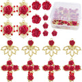 20pcs KC Golden Plated Alloy Lovely Roseflower Charms Resin Red Rose Flower Dangle Pendants with a Box for DIY Necklace Earrings Jewelry Making Valentine's Gifts, 5 Styles