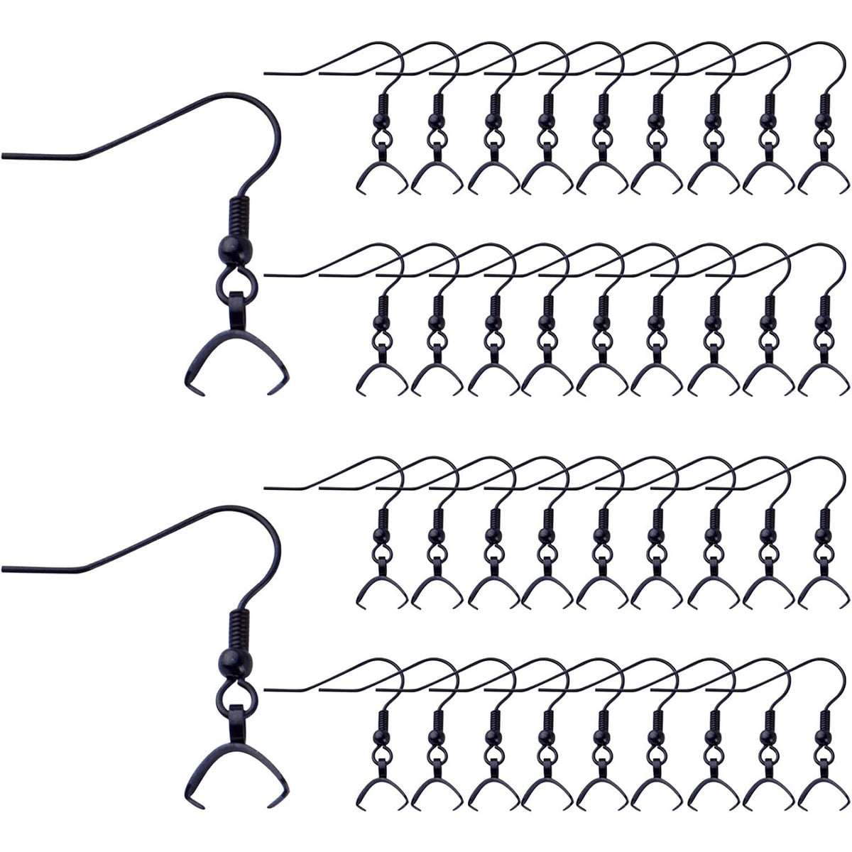 Stainless Steel Earring Hooks, 50pcs Black With Pendant Clasp - Hypoallergenic Ear Wire Ball Hooks for Jewelry Making