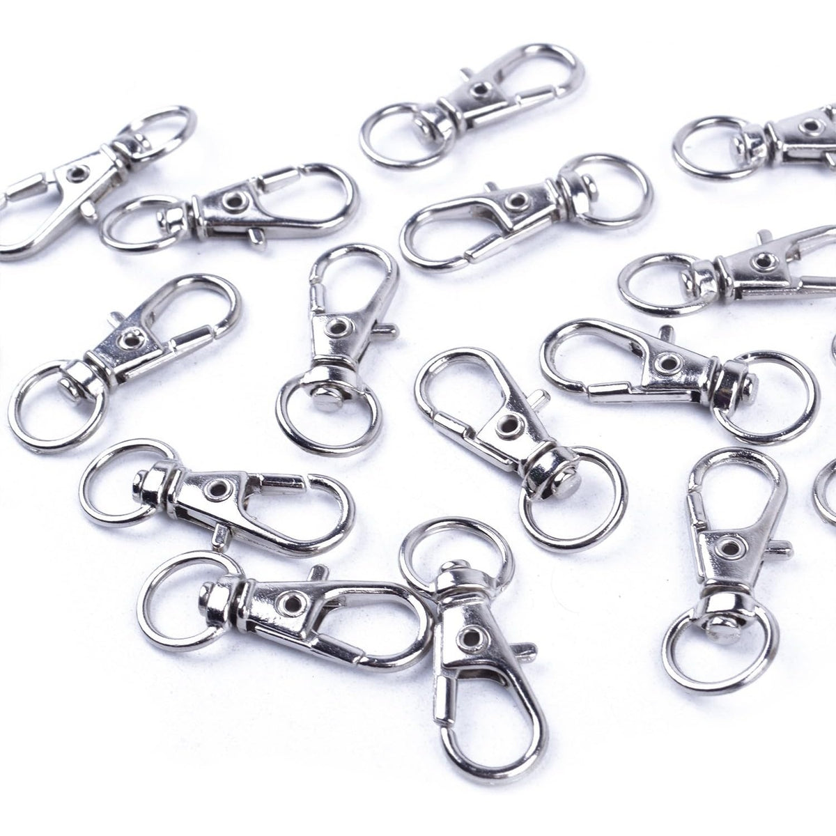 60 Pieces Metal Swivel Lanyard Snap Hook with Key Rings(Small Size)