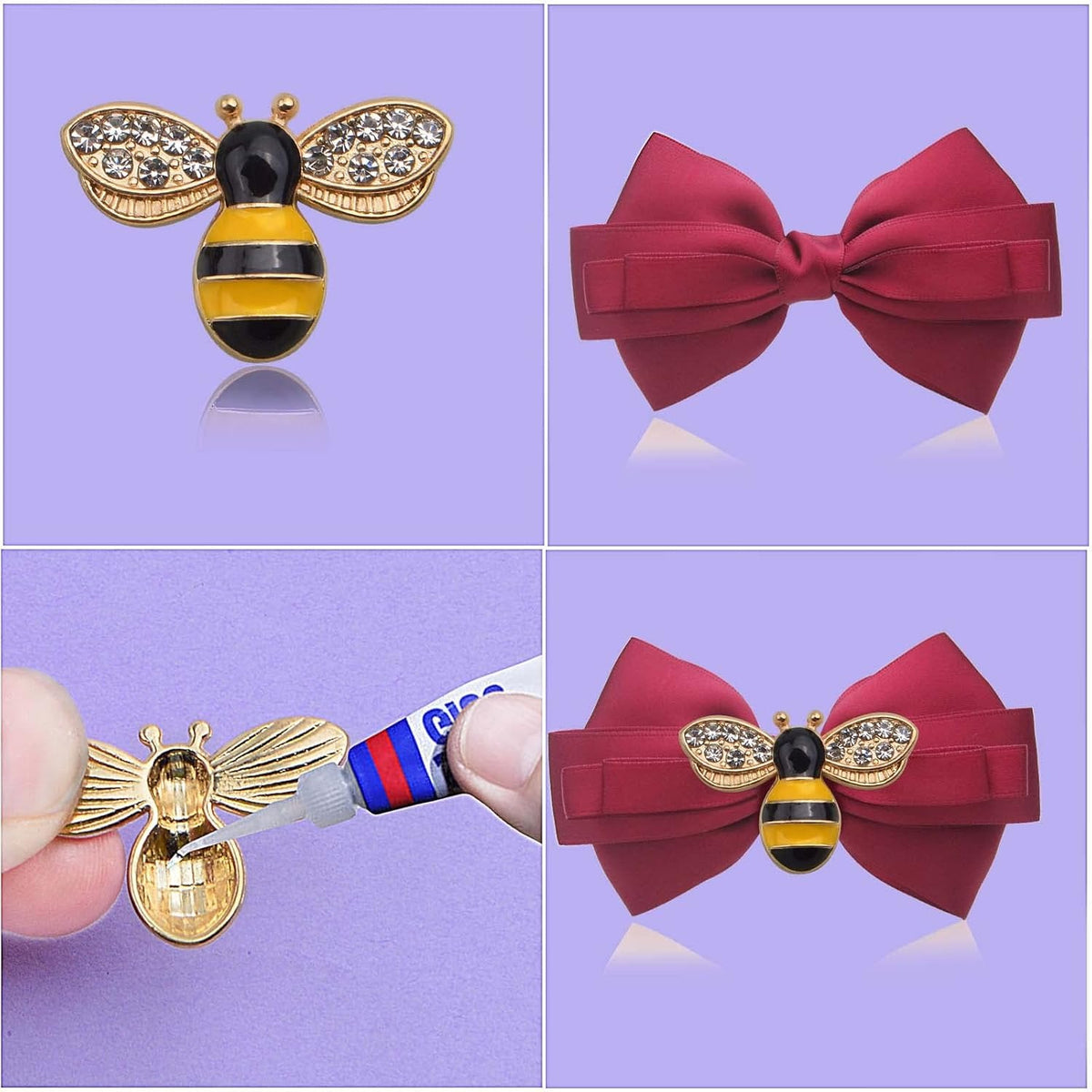 30 Pieces Enamel Bee Charms with Rhinestone Alloy Diamond Honeybee Pendant Embellishments with a Plastic Box for DIY Crafts Jewelry Making Supplies Decoration, 2 Colors