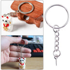 BronaGrand 50pcs 25mm Split Key Ring with Extend Chain and 12mm Screw Eye Pin for Craft Charm Making