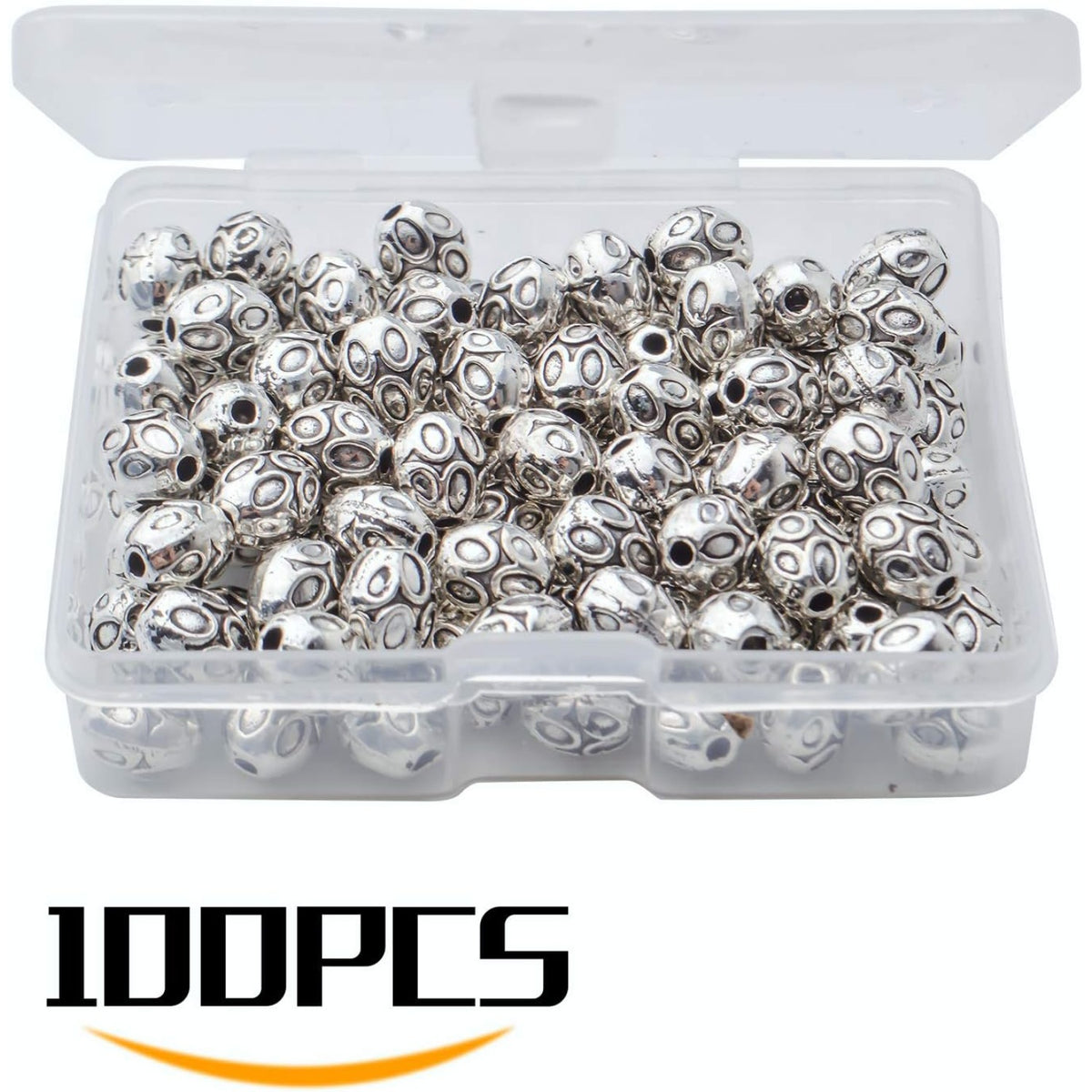 100pcs Antique Silver Tube Spacer Bead Tibetan Alloy Spacers Oval Bead Spacers Jewelry Spacer Charms with A Box for DIY Jewelry Crafts Making Supplies