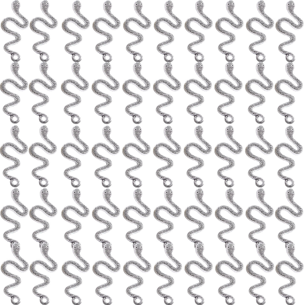 50pcs 5 Colors Animal Snake Pendant Charms Vintage Alloy Snake Shaped Dangle Pendants Craft Supplies for DIY Necklace Bracelet Jewelry Making Decoration
