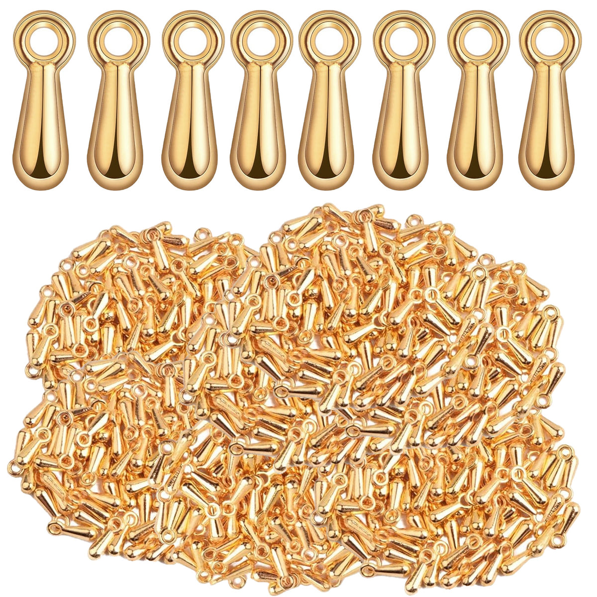 600pcs 6 Colors Teardrop Bead Charms Oval Extender Chain End Drop Dangle Charms Droplet Tail Chain Pendants for DIY Necklace Bracelet Jewelry Making Craft Decor