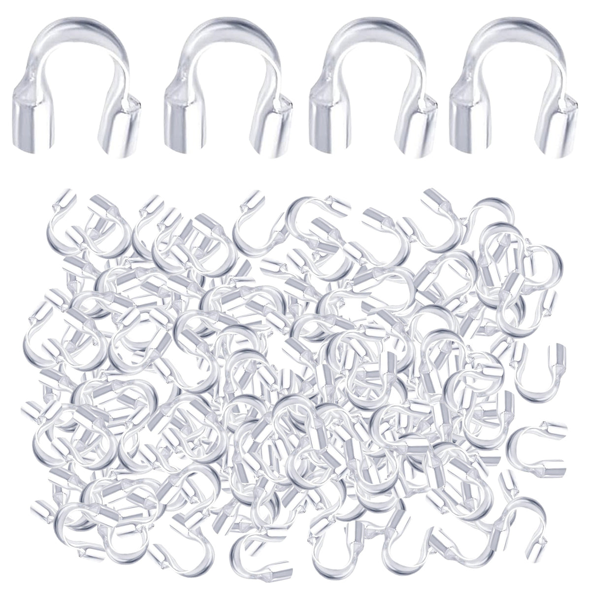 600pcs Wire Guardian U-Shaped Wire Guard Loops Wire Cable Thread Protectors with a Box Accessories for DIY Craft Earring Bracelet Necklace Jewelry Making, 6 Colors