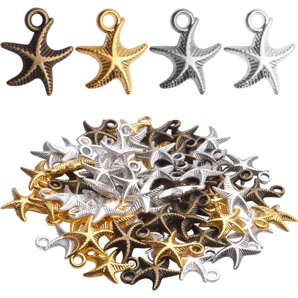 60pcs Antique Starfish Charms Sea Animal Charm Pendant Jewelry Making Accessories for DIY Necklace Bracelet Keychain