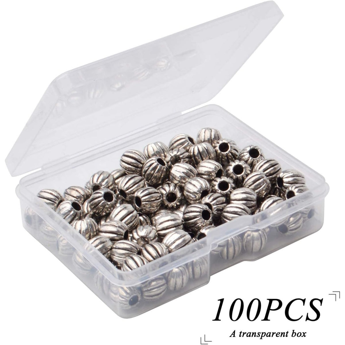 100pcs Antique Silver Alloy Spacer Beads Round Spacer Bead Spacer Bead Charms for DIY Bracelet Necklace Jewelry Making