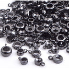 100 Gram Gun Black Bail Tube Beads Alloy Bail Beads Connectors Tibetan Tube Spacer Bead Hanger Links for DIY European Bracelet Charm Jewelry Crafts Making, 5 Styles