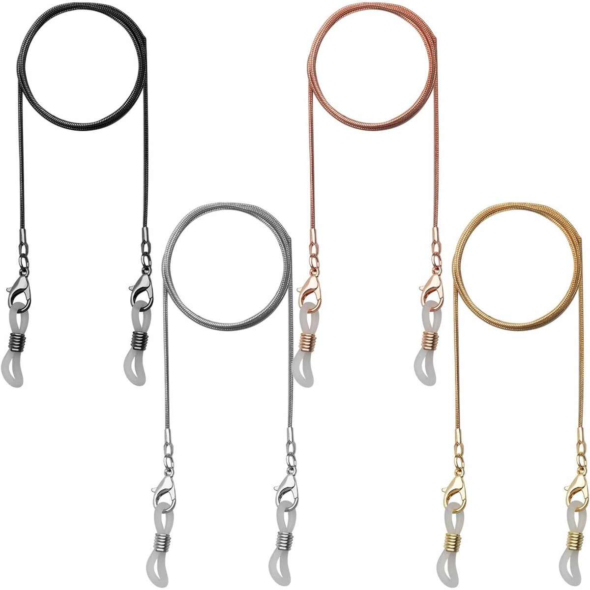 Eyeglass Chain,4Pcs Metal Eyeglass Chain Sunglasses Eyewear String Reading Glasses Retainer for Women,Men,Kids,Workers