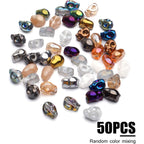 50pcs Multicolored Glass Skull Bead Jewelry Making Beads, 10x8x1.5mm