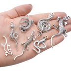 100g Craft Supplies Antique Silver Snake & Lizard Charms Alloy Mixed Style Animal Charms for Bracelet & Necklace Jewelry Making Accessories