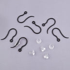 100pcs Black Plastic Earring Hooks French Earwire Fish Hooks with Loop and 100pcs Clear Earring Safety Backs for Women DIY Earrings Jewelry Making