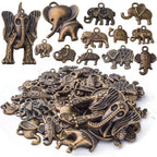 100g Antique Bronze Elephant Charm Pendants Tibetan Alloy Animal Charms Elephant Bead Charm Craft Supplies for Jewelry DIY Necklace Bracelet Making Accessory, Mixed Styles