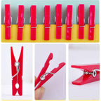100 Pieces Photo Clips Plastic Picture Paper Clip Mini Laundry Clothespins Peg Pins for Home School Arts Crafts Decoration, 3.4 x 0.5cm(Red)