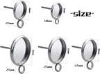 Earring Posts with Loop,50pcs Stainless Steel Bezel Earring Studs Earring Posts Cabochon Settings with Loops and 50pcs Earring Backs,6/8/10/12/14mm