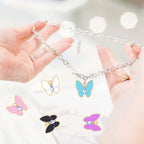 25 Pieces KC Golden Plated Enamel Butterfly Charms Cute Alloy Rhinestone Butterfly Shape Dangle Pendants for DIY Necklace Earrings Jewelry Crafts Making, 5 Colors