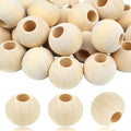 30pcs Natural Wood 25mm Round Wooden Beads, Hole: 10mm, Unfinished, Perfect for DIY Crafts, Jewelry Making, Decoration