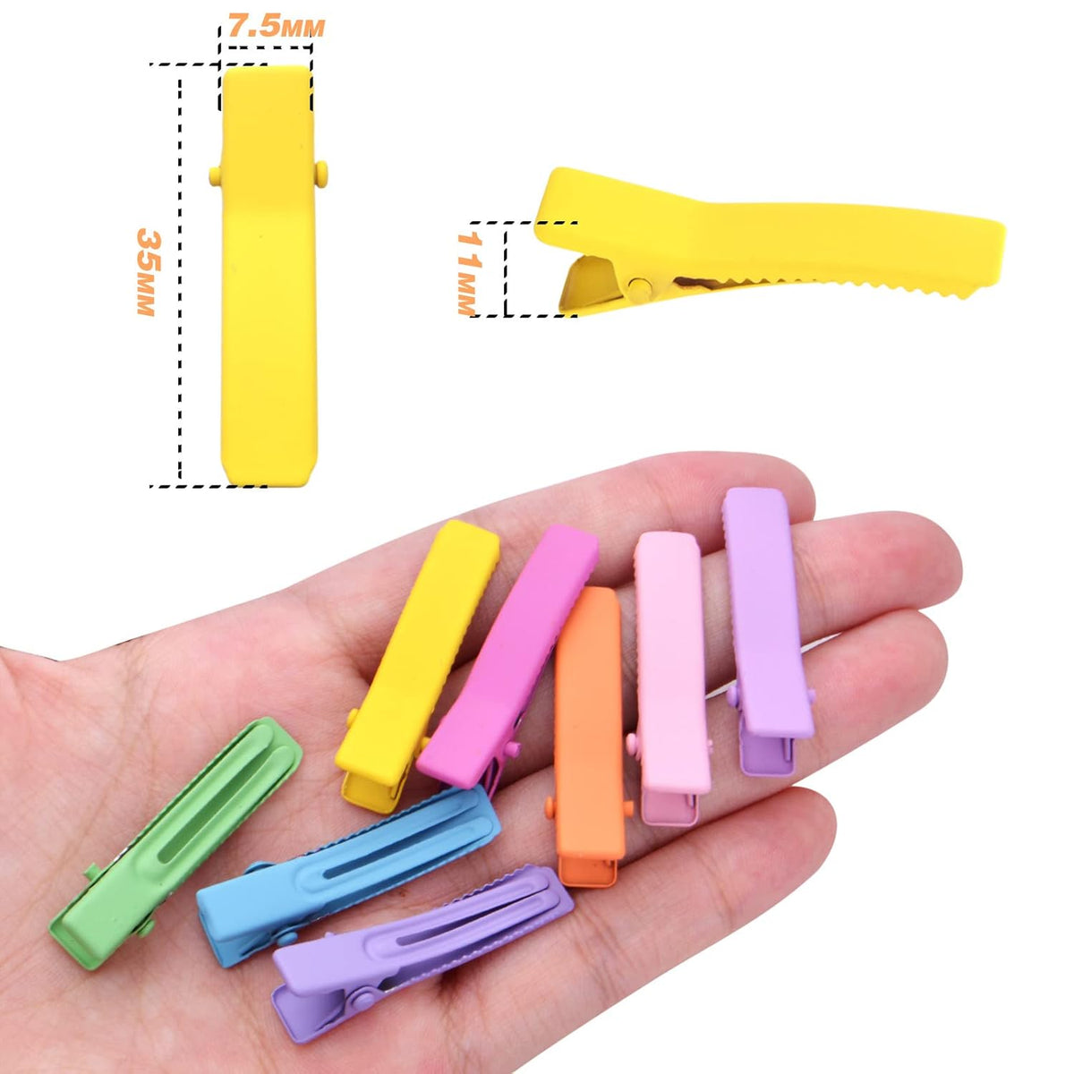 50pcs Colorful Alligator Duckbill Hair Clips Alloy Double Prong Curl Clips Sectioning Hairclips Non-slip Hairpin Barrettes for Women Hair Extensions Salon DIY Accessories