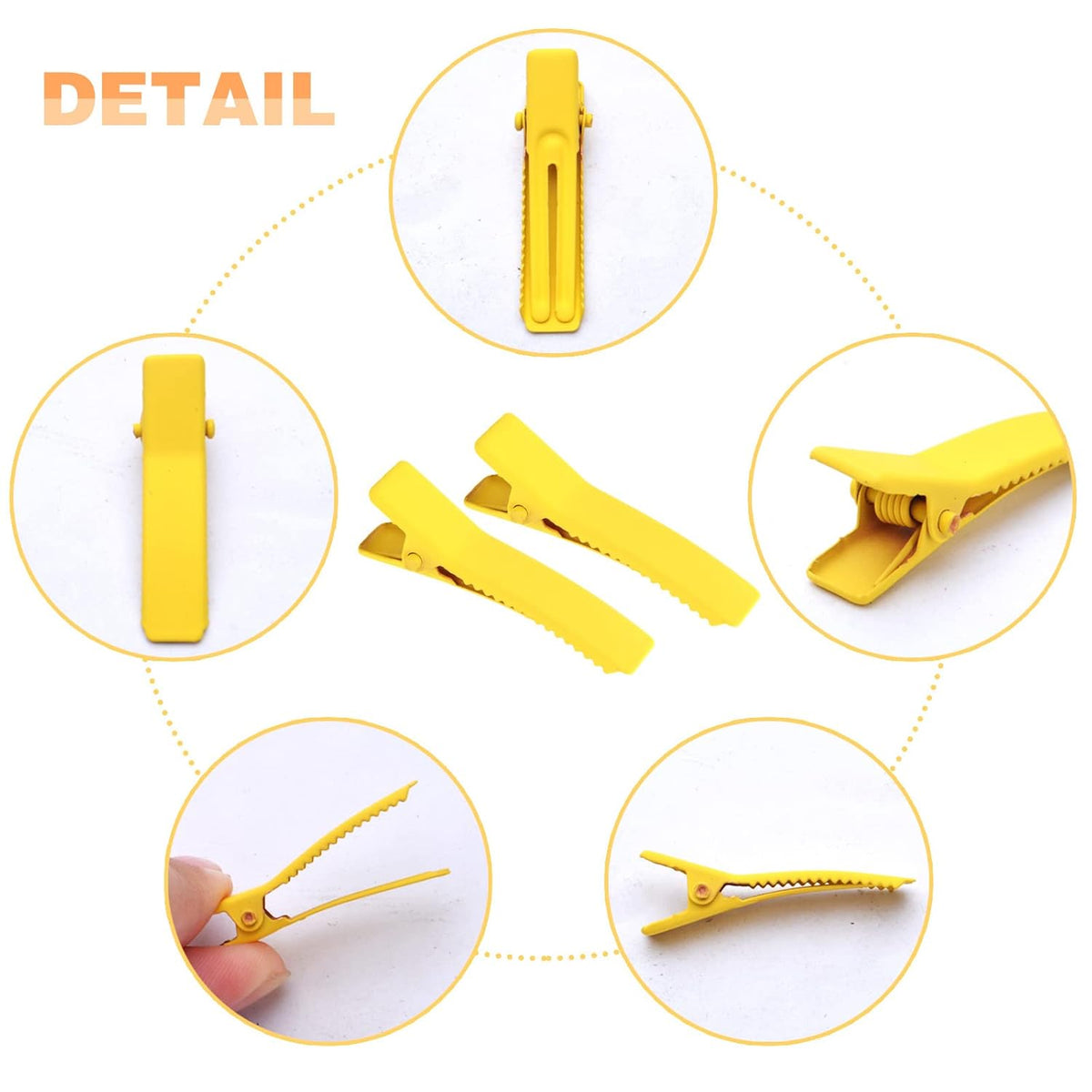50pcs Colorful Alligator Duckbill Hair Clips Alloy Double Prong Curl Clips Sectioning Hairclips Non-slip Hairpin Barrettes for Women Hair Extensions Salon DIY Accessories
