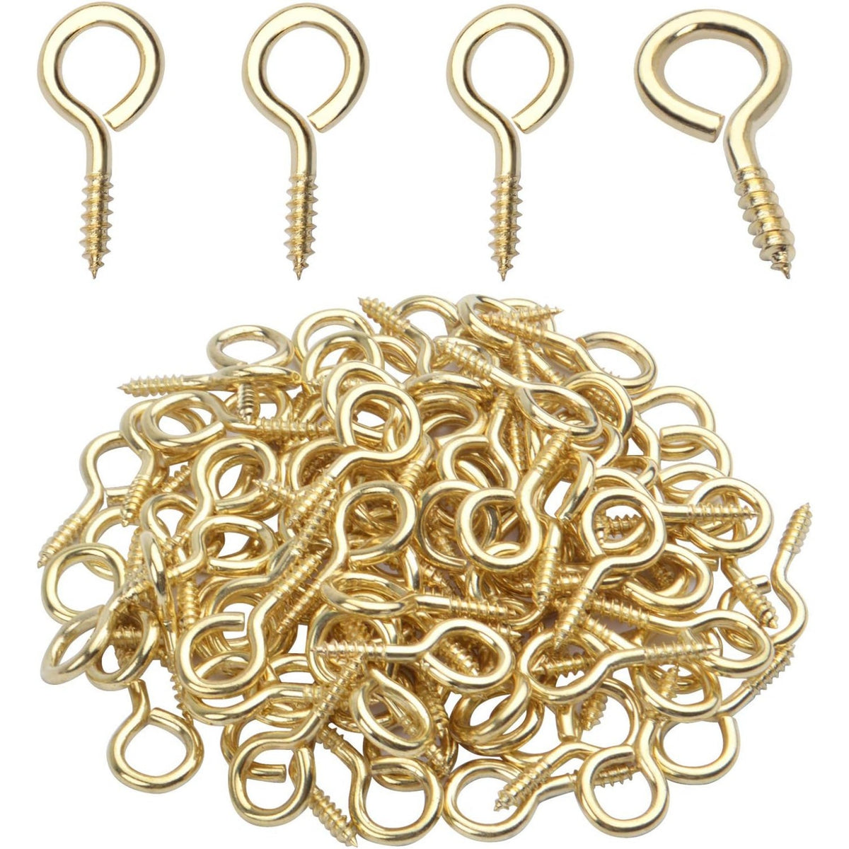 BronaGrand 100pcs 25mm (1 Inch) Small Screw Pins Hooks Screw in Hooks for Hanging Crafts Decoration Cups,Gold