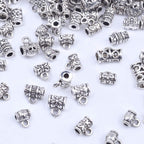 100g (About 130-170pcs) Mixed Antique Tibetan Silver Bail Beads,Spacer Bead,Bail Tube Beads,Bracelet Charms,Necklace Pendants for Jewelry and Craft Making(Small Size)