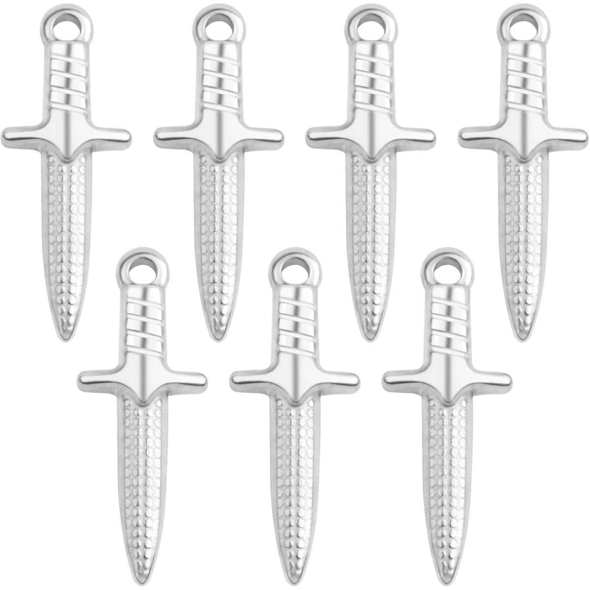 10 Pieces Stainless Steel Dagger Shape Pendant Charms Hypoallergenic Long Sword Knives Pendants Craft Supplies for DIY Necklace Bracelet Jewelry Making Findings