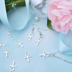 100pcs Antique Silver Double Sided Cross Charms Tibetan Alloy Religious Crucifix Crosses Pendants for DIY Crafts Necklace Bracelet Jewelry Making Sunday School Party Favors