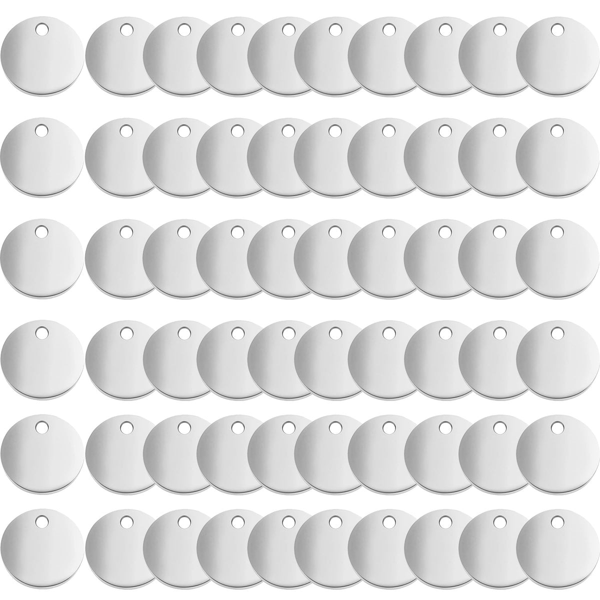 60 Pieces Small Smooth Flat Round Discs Charms Alloy Blank Stamping Tag Pendants for Bracelet Earrings Jewelry Making Photo Number Alphabet Stamping, 2 Colors