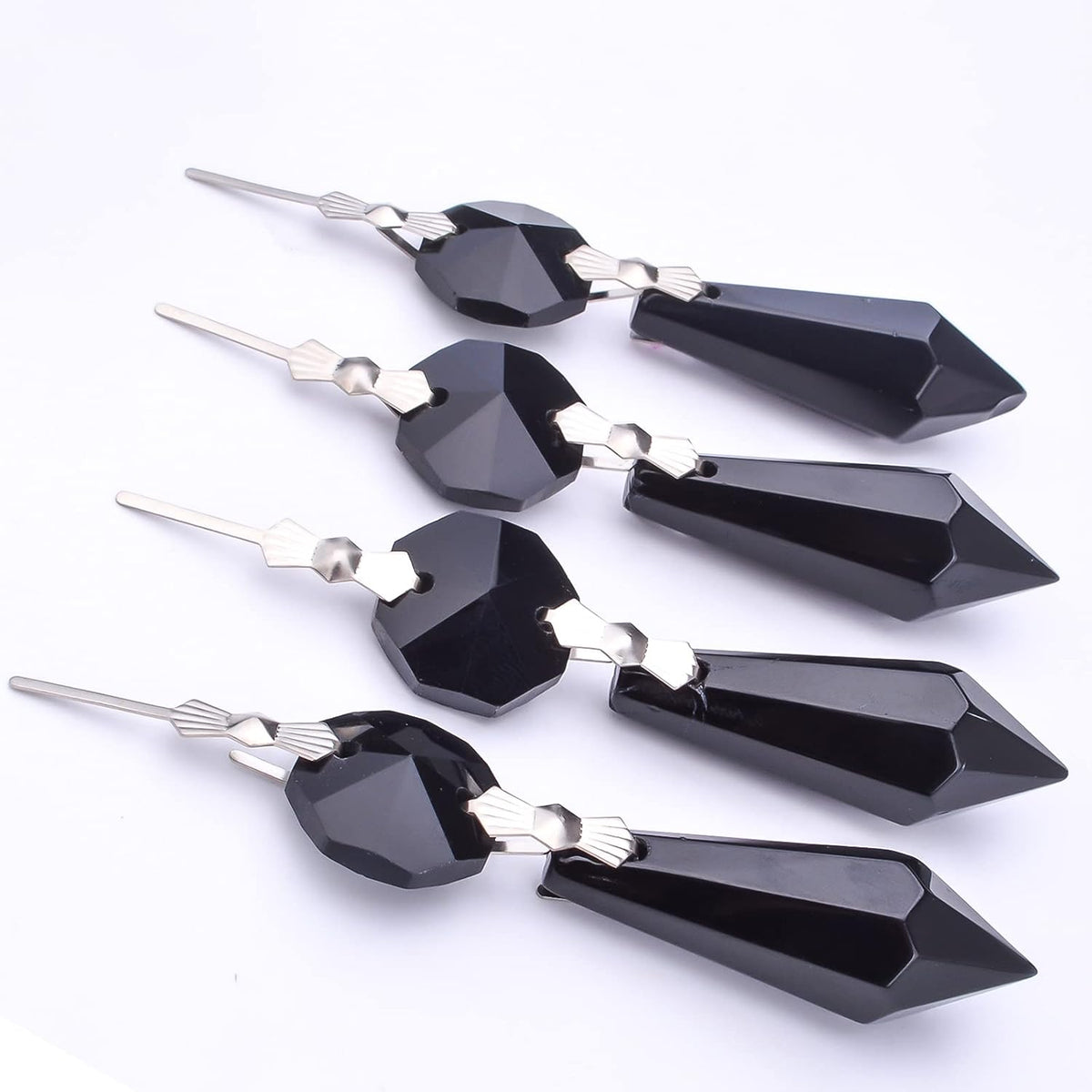 20pcs Crystals Prisms Glass Tip Beads Black Chandelier Icicle Drops Hanging Crystal Replacements Pendants for DIY Craft Jewelry Ornament Wedding Christmas Lamp Decoration, 35 mm