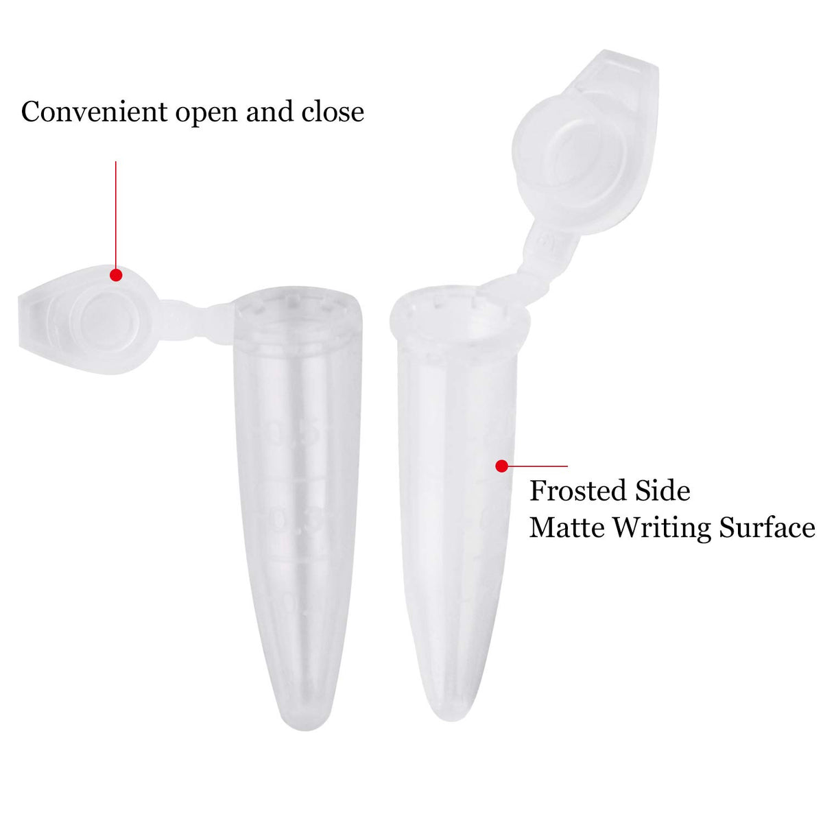 BronaGrand 200 Pieces 0.5ML Polypropylene Graduated Microcentrifuge Tubes with Attached Lid Clear