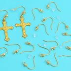 50pcs Stainless Steel Earring Hooks Hypo-allergenic French Ear Wires Hooks with Ball and 50pcs Clear Earring Safety Backs for DIY Earrings Jewelry Making, Golden