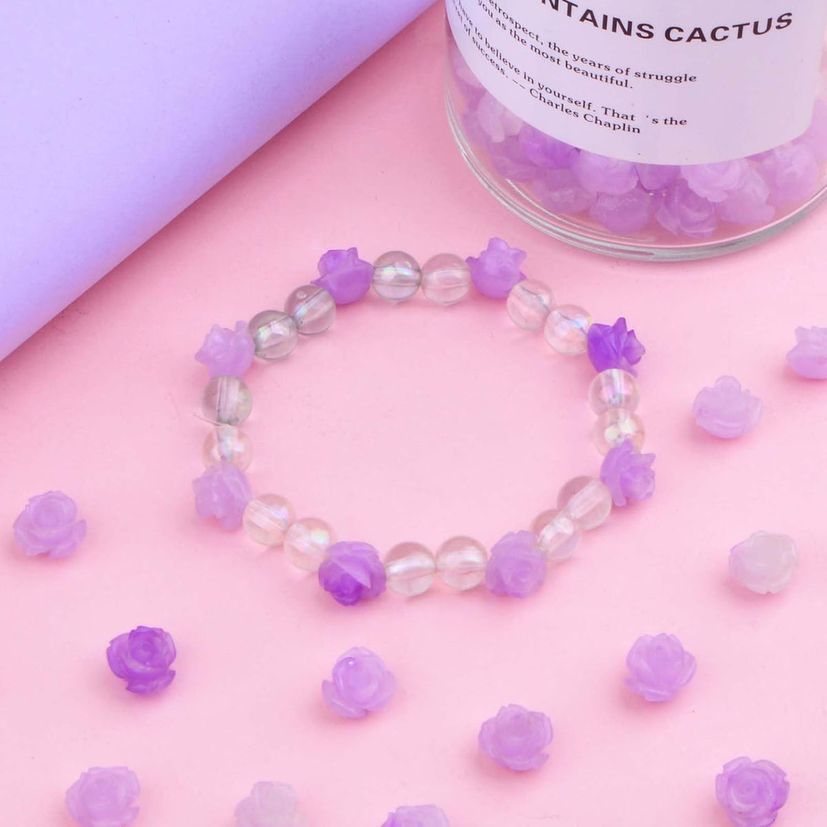 50 Pieces 10 mm Light Purple Roseflower Shaped Beads Shell Carved Rose Beads Rose Flower Loose Beads Ornaments for DIY Dangle Earrings Bracelets Jewelry Making Supplies