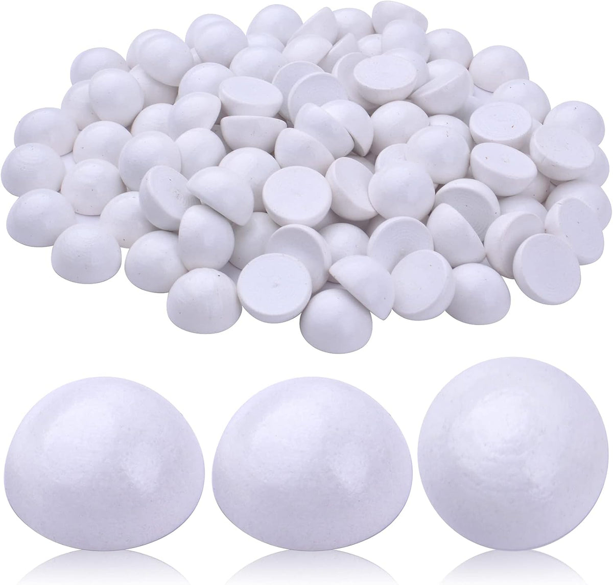 100pcs 15 mm Half Wooden Round Balls Natural Wood Craft Beads Unfinished Split Wood Balls for DIY Paint Christmas Home Party Ornament Art Crafts Decor Supplies, White