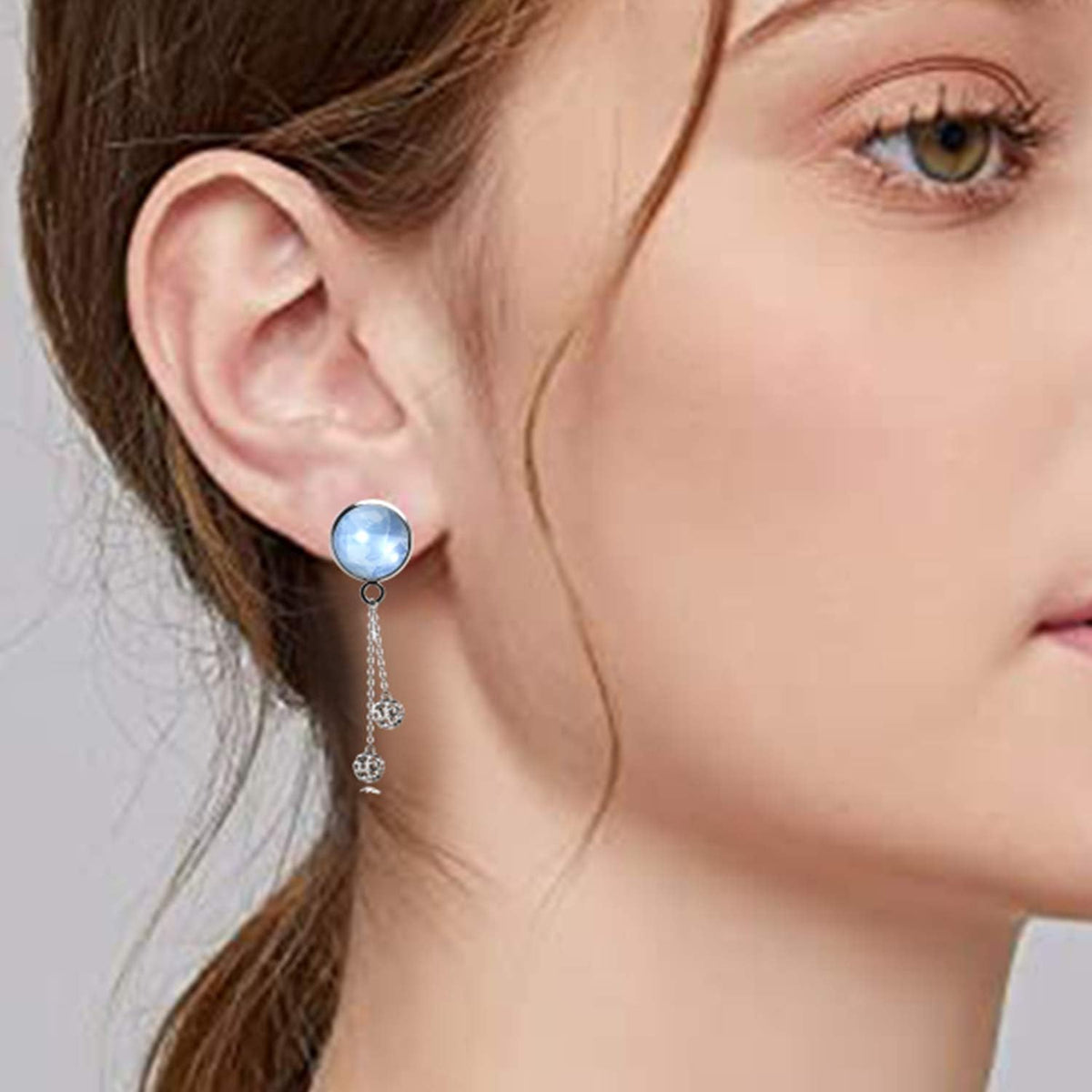 Earring Posts with Loop,50pcs Stainless Steel Bezel Earring Studs Earring Posts Cabochon Settings with Loops and 50pcs Earring Backs,6/8/10/12/14mm