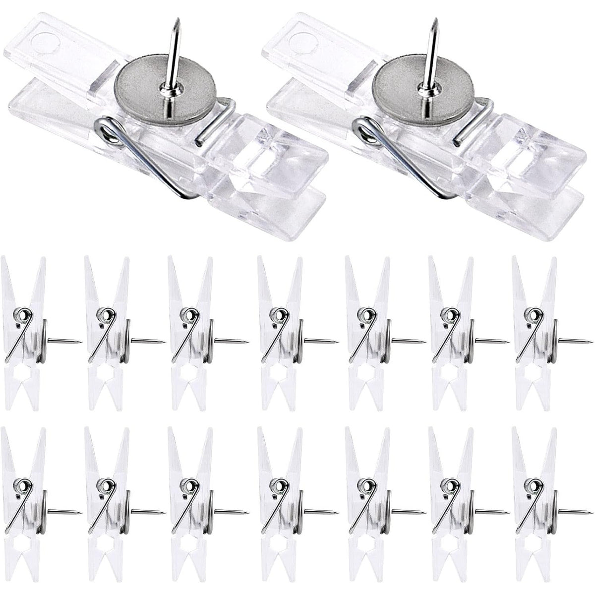 50 Pieces Push Pin Clips Plastic Push Pins Photo Clips Decorative Pins Thumbtack Paper Clips Pushpins for Cork Board Artworks Notes Craft Projects(Clear Color)