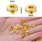 Metal Spacer Beads,200pcs Flat Round Disc Rondelle Spacer Beads Metal Rondelle Beads Spacers for Jewelry Making(6mm) - Silver and Golden