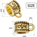 100pcs Antique Gold Bail Beads Tibetan Alloy Bail Tube Spacer Bead Connector Hanger Beads for Bracelet Necklace Pendant Jewelry Making